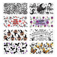Transferts DTF UV pour gobelets 16oz, motifs Femme noire en prière, Halloween sombre, Carnaval, en vrac, autocollants DTF