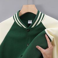 Blouson de baseball unisexe en coton léger et doux, style universitaire décontracté, printemps-automne, avec boutons-pression et blocs de couleur, vente en gros