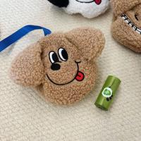 Distributeur de sacs à déjections canines mignon avec fermeture éclair, impression personnalisée, style designer, en peluche, support de sacs à déjections pour laisse de chien
