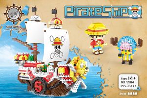Blocs de construction pour enfants, Collection de dessins animés japonais, une pièce assemblé, Mini briques, Luffy, figurines, jouets, vaisseau <span class=keywords><strong>Pirate</strong></span> - Product Image 6