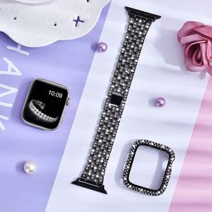 Bijoux pour femmes étui en diamant + <span class=keywords><strong>bracelet</strong></span> pour <span class=keywords><strong>Apple</strong></span> <span class=keywords><strong>Watch</strong></span> <span class=keywords><strong>SE</strong></span> 7 41/45mm 40/44mm 38/42mm <span class=keywords><strong>Bracelet</strong></span> de couverture en métal pour iWatch 8 Band Series - Product Image 6