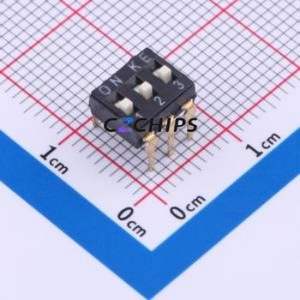 DSIC03LHGET DIP Switch Switch Flat Toggle, Raised Type Single Pole Single Throw 3 PC Pin - Product Image 1