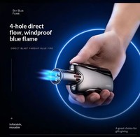 Briquet torche à quatre flammes en gros, personnalisable avec logo, rechargeable au butane, coupe-vent en alliage pour camping, barbecue et cigares, réglable