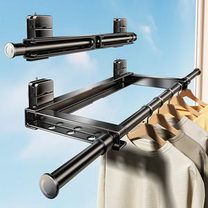 Porte-vêtements pliable à ventouse, séchoir mural télescopique, organisateur de linge gain de place pour intérieur et balcon - Product Image 2