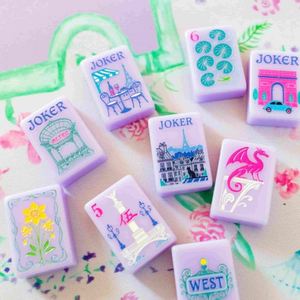 Fichas de Mahjong de Lujo OEM/OBM en Morado Pastel, 160 Piezas, Diseño de Torre Eiffel en Acrílico, Regalos Perfectos para Despedidas de Soltera - Product Image 2
