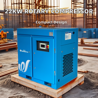 Compresor de aire de tornillo de alta presión 22kw Tanque de 50L Nueva tecnología Configuración portátil de bajo ruido para minas Equipo de control de 220V