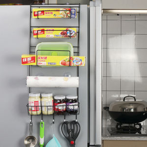 Soporte de Metal para el hogar, estante de almacenamiento para nevera, montado en la pared, con gancho colgante - Product Image 1