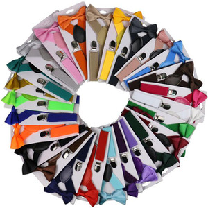 Recién llegado, juego de <span class=keywords><strong>tirantes</strong></span> <span class=keywords><strong>y</strong></span> <span class=keywords><strong>pajarita</strong></span> ajustables de Color sólido para niños, regalo perfecto para bebés HECHO DE Clip de Metal - Product Image 1