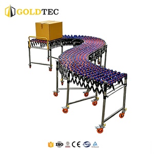 Goldtec Paten Tekerleği Teleskopik Taşıma Sistemi Konteyner Yükleme ve Boşaltma Genişletilebilir Esnek Yerçekimi Rulolu Konveyör - Product Image 1