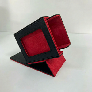 Caja de Cartas Personalizable de Cuero PU, Esquinas Cuadradas, Estuche de Almacenamiento Portátil para TCG, Caja de Regalo Roja y Negra para Juegos de Cartas - Product Image 1