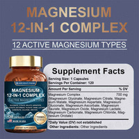 Capsules de magnésium complexe 12-en-1 à marque privée ODM, complément alimentaire naturel pour adultes, sommeil et relaxation musculaire