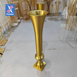 शादी की सजावट के लिए सोने का फूल वर्ग आधार फूलों की गेंद सेंटरपीस वेस - Product Image 1