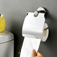 Porte-papier toilette en acier inoxydable SUS304 poli avec couvercle, fixation murale adhésive ou à vis, porte-rouleau de papier toilette