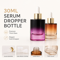 Flacon compte-gouttes personnalisé en verre dépoli rose et violet de 30 ml (1 oz) à épaule plate pour sérums cosmétiques et huiles essentielles