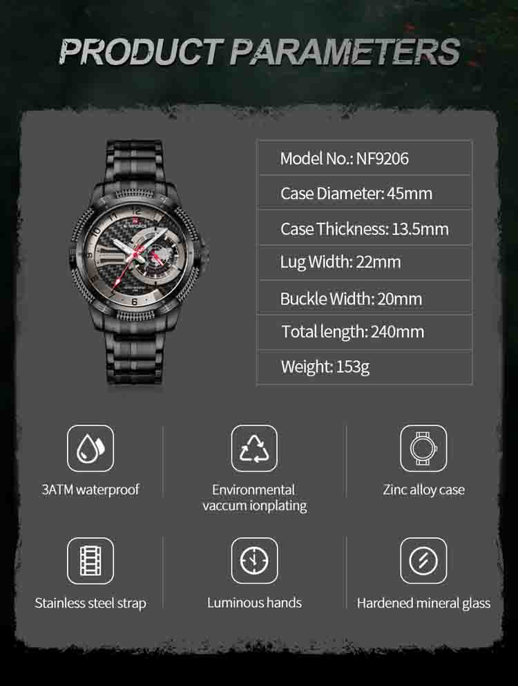 NAVIFORCE NF9206 luxury gold men quartz watch stylish stainless steel strap Waterproof date display Minimalist business watch
