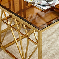 Ensemble de table de meubles de salon de style moderne 5 pièces table basse en acier inoxydable tables de couleur or