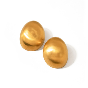 J&D Minimalistische Edelstahl-Ohrringe 18K Vergoldet Drahtziehverfahren Große Ovale Ohrringe für Frauen - Product Image 6
