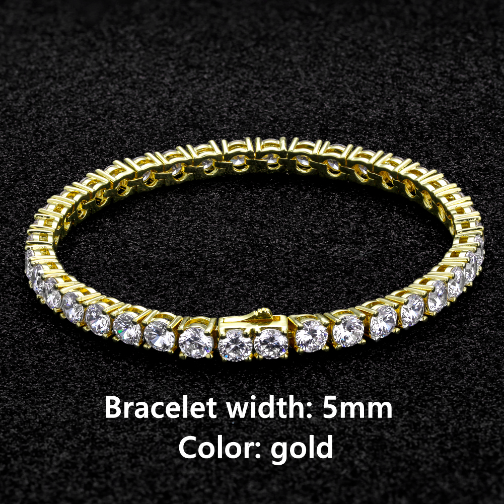 KRKC Drop Shipping 1pcs Service 5mm 14K Gold Crystal Tennis Chain