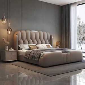 Muebles de dormitorio de lujo para el hogar, venta al por mayor, camas modernas de <span class=keywords><strong>madera</strong></span> de metal dorado con <span class=keywords><strong>cabecero</strong></span> y sábanas de cuero genuino tamaño King - Product Image 4