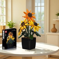Moule Roi 24111 2025 Nouveau Bouquet de Tournesol DIY Pot de Fleur Bonsaï Modèle Kit pour Enfants Adultes Cadeau Créatif Blocs de Construction Ensembles
