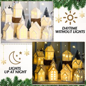 Ceramic LED White <strong>Christmas</strong> <strong>Village</strong> Include White <strong>Christmas</strong> <strong>Village</strong> Houses Decor Xmas Figurine Decoration Tabletop Mantel Shelf - Product Image 4