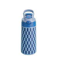 Bouteille d'eau isotherme en acier inoxydable à double paroi de 370 ml de qualité alimentaire avec paille, mignonne, pour enfants à l'école