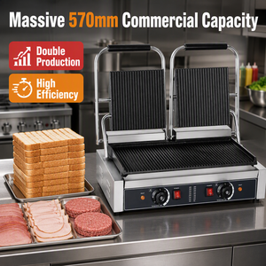 Prensa Eléctrica Comercial de Doble Cabezal para Panini, Parrilla de Contacto de 3.6kW 220V para Sándwiches, Hamburguesas, Filetes, Cafeterías, Restaurantes y Cocinas - Product Image 3