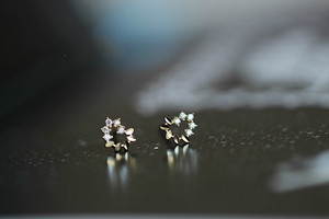 14K Pure Gold Heart Earrings Reindeer Snowflake Studs Dainty Simple Minimal <b>Styles</b> for Wedding or Gifts Kids Kj150 - Product Image 5