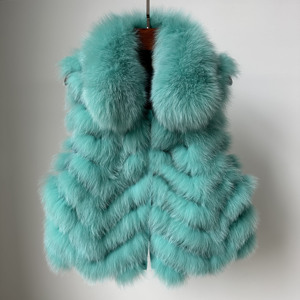 Hot Sale Pink Real Fox Fur <strong>Waistcoat</strong> Women Elegant Genuine Fur Vest Gilet Lady Sleeveless Fur Coat Jacket - Product Image 4