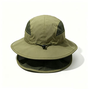 Chapeau de pêcheur unisexe à large bord en maille respirante avec protection intégrale du cou, protection UV, séchage rapide, tissu en toile - Product Image 3