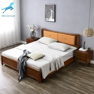 Прямая поставка с фабрики мебель для спальни в американском стиле сильный цвет кофе двойная однотонная деревянная двуспальная кровать