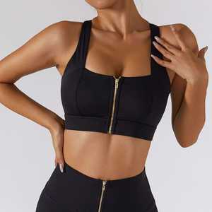 Soutien-gorge de sport à fermeture éclair sur le devant avec logo personnalisé en gros Soutien-gorge dos nu de sport croisé pour femmes Fitness - Product Image 5