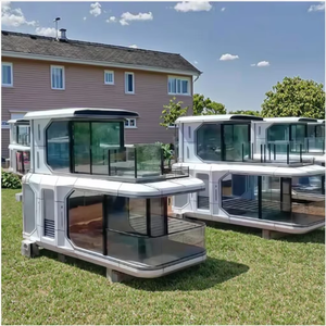 Sang trọng hiện đại thép kính prefab nhà không gian thuận tiện viên nang cabin thân thiện với môi trường di động Homestay du lịch prefab khách sạn - Product Image 1