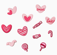 Patch brodé cœur rose sucré pour sac à main, patch décoratif en tissu bonbon DIY, accessoires vestimentaires