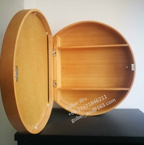 <span class=keywords><strong>Miroir</strong></span> de salle de bain nordique à suspendre au mur, <span class=keywords><strong>miroir</strong></span> rond pour toilettes avec armoire de rangement, rangement de vanité, cadre en bois massif - Product Image 4