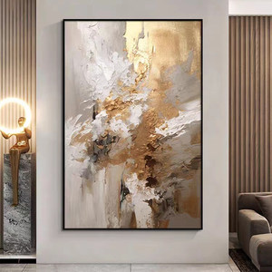 Grande Peinture Murale Acrylique sur Toile, Nature Morte Dorée Faite à la Main, Décoration Vibrante, Cadeau de Pendaison de Crémaillère, <span class=keywords><strong>Art</strong></span> Mural - Product Image 3