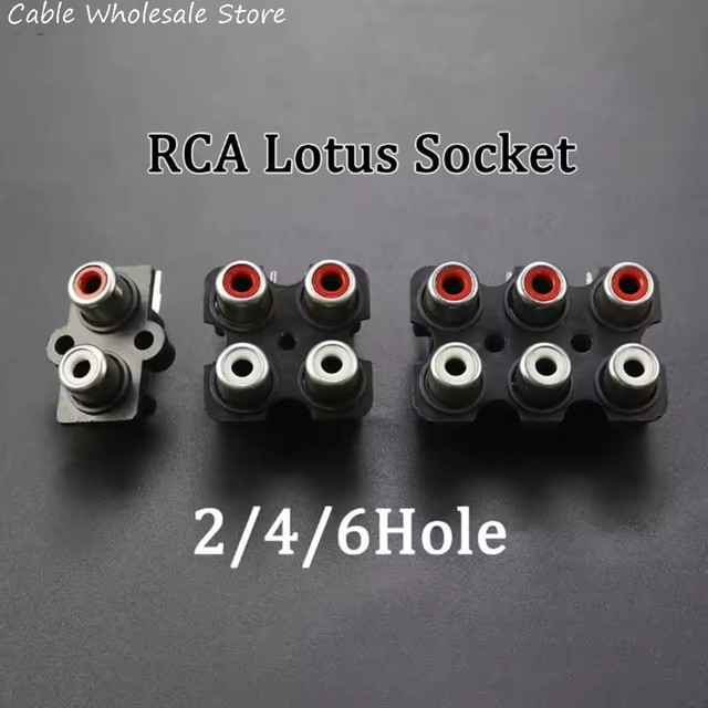 2/4/6/ Hole RCA Female Stereo Audio Jack AV Audio Input Socket Connector Lotus Row Amplifier Interface Signal Connection