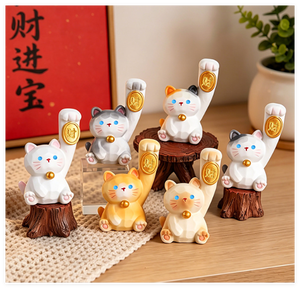 Piccoli ornamenti desktop in stile cinese statua animale creativo <span class=keywords><strong>gatto</strong></span> fortunato in resina arte artigianale casa mini regalo in resina fornitore di giocattoli in resina - Product Image 2