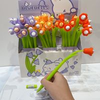 Stylo gel Kawaii Flower, stylo gel créatif en forme de fleur en silicone, mignon et coloré, petite fleur en silicone