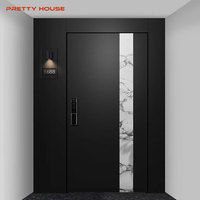 Puertas de Seguridad Modernas de Acero Inoxidable con Diseño de Una y Media Hoja para Entrada Principal de Casas, Apartamentos, Centros Comerciales y Uso en Exteriores