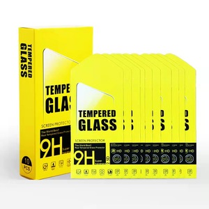 Tempered Glass Screen Protector Retail Package Low Price Standard Screen Protector Yellow packaging Paper Packing 10 and 1 box