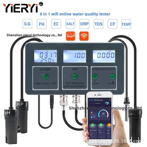 Testador de Qualidade da Água Oito em Um com Aplicativo Móvel Wi-Fi, Medidor de <span class=keywords><strong>PH</strong></span>/ORP/EC/Salinidade para Aquários e Piscinas, Detector Online 110-230V - Product Image 5