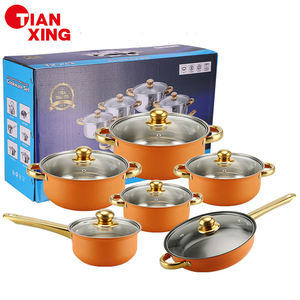 Khuyến mãi nóng! Bộ dụng cụ nhà bếp nhiều màu sắc 12 món, chất lượng cao, chống dính, thép không gỉ, gồm nồi, chảo, bộ nồi nấu ăn - Product Image 3