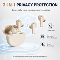 Écouteurs sans fil TWS TCHsecurity Secure pour 5.2, cryptés, appels sécurisés 2 heures, appels privés, protection des messages vocaux