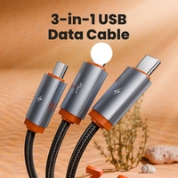 Cable de Carga 3 en 1 de Alta Potencia Toocki, Protección Inteligente, Carga Rápida de 2.4A para iPhone, 2A Tipo-C Micro para Teléfonos Inteligentes y Tabletas