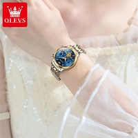 Offre Spéciale OLEVS 2897 Phase de lune femmes montre en acier inoxydable étanche chronographe lumineux multifonction montre à Quartz pour dames