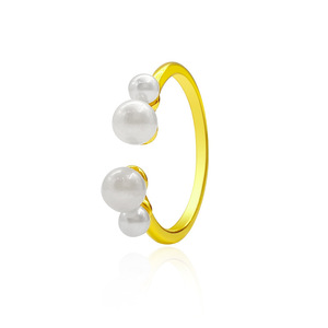 Original Natural Freshwater Baroque Flower Pearl <b>Ring</b> 925 Silver Gold-plated <b>Adjustable</b> Open Band Handmade Jewelry for Women - Product Image 1