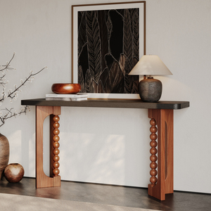 <b>Console</b> Table 59 Inch Wood Long Sofa Table Behind Couch Narrow Hallway Accent Table Unique Design - Product Image 4