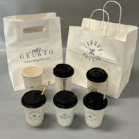 Disposable 8oz-16oz Hot Paper Coffee Cups with Plastic Lids & Straws for Beverages Packaging & Printing Products