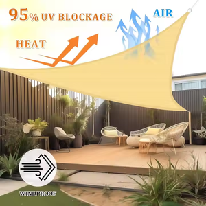 160GSM180GSM Jardin Parking Triangle Rectangle Auvent Étanche Plastique HDPE Pare-Soleil Voiles Extérieur Ivoire Beige - Product Image 5